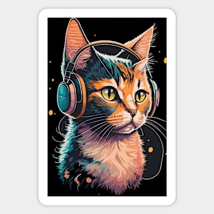 Cat with Headphones Magnet